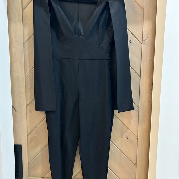 Lavish Alice Black Jumpsuit with Cape - Picture 2 of 4